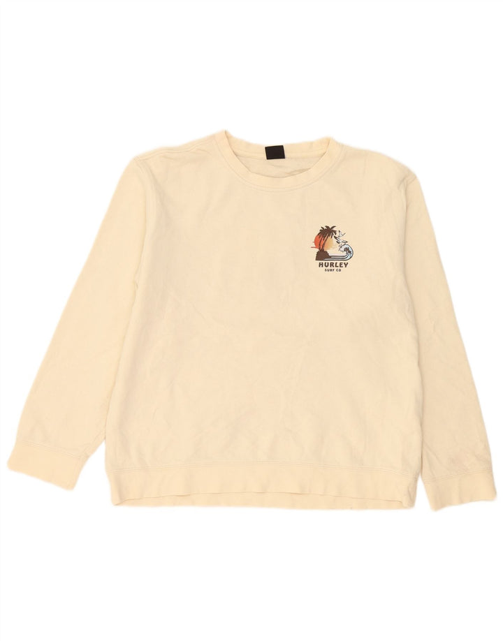Hurley Mens Graphic Sweatshirt Jumper Medium Beige Cotton