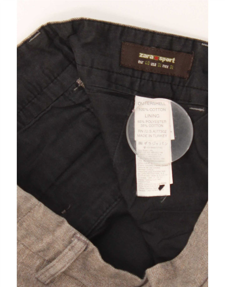 Zara Mens Straight Chino Trousers EU 40 Medium W31 L30 Grey Polyester