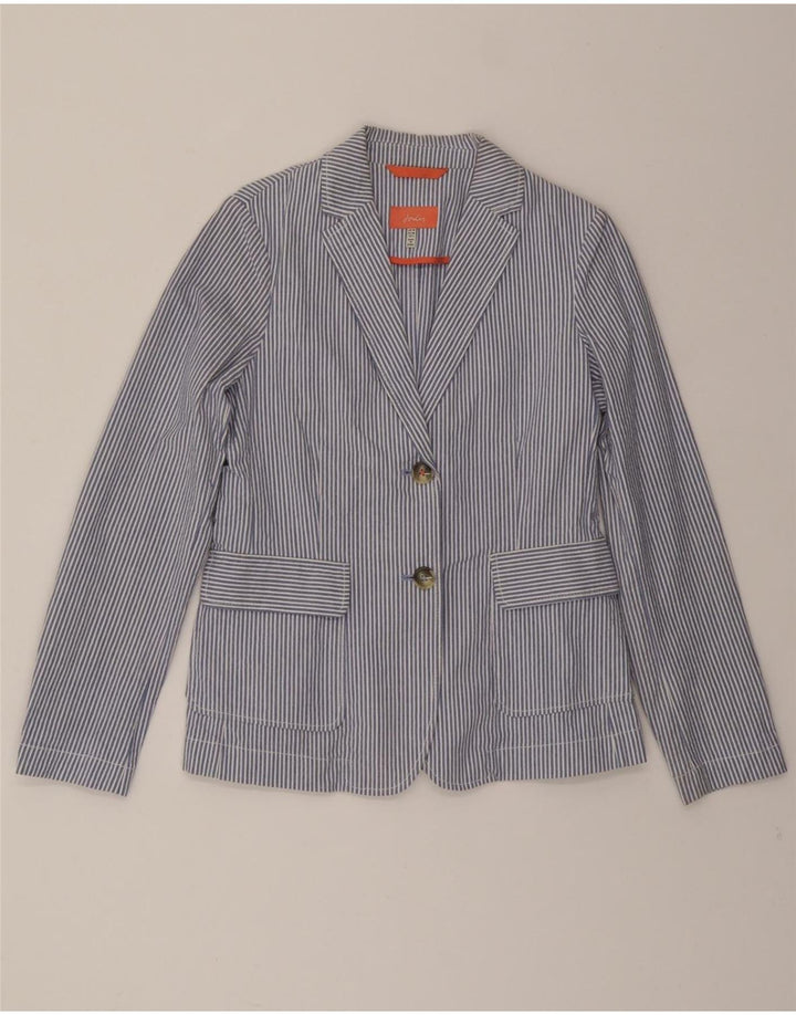 JOULES Womens 2 Button Blazer Jacket UK 10 Small Blue Pinstripe Cotton Vintage Joules and Second-Hand Joules from Messina Hembry 