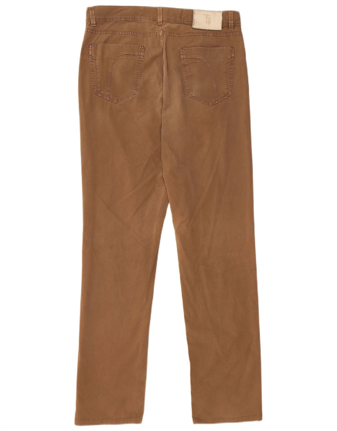TRUSSARDI Mens Straight Casual Trousers W34 L32 Brown Cotton