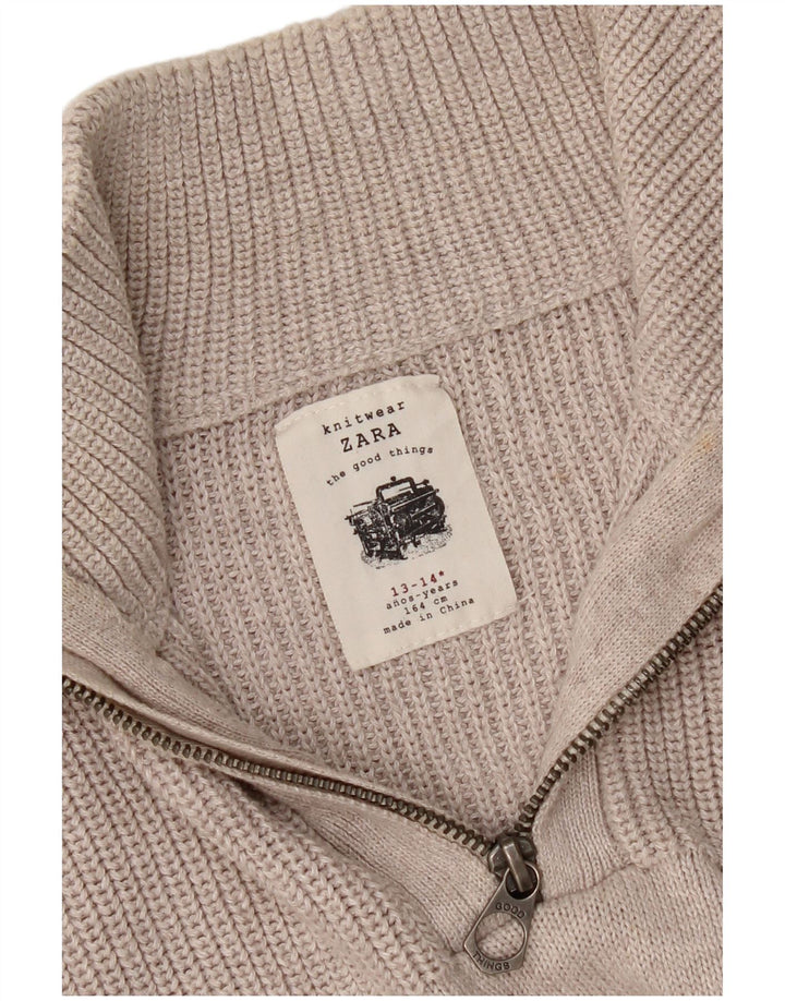 Zara Boys Zip Neck Jumper Sweater 13-14 Years Beige