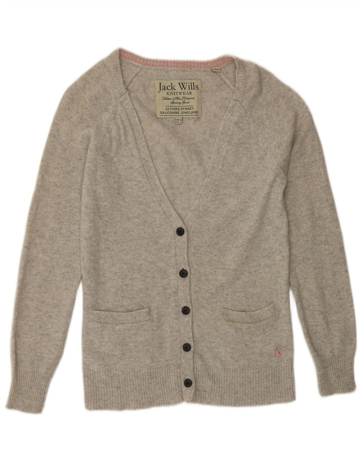 Jack Wills Womens Cardigan Sweater UK 10 Small Grey Wool