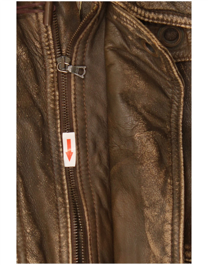 Vintage Mens Leather Jacket IT 50 Large Brown Leather