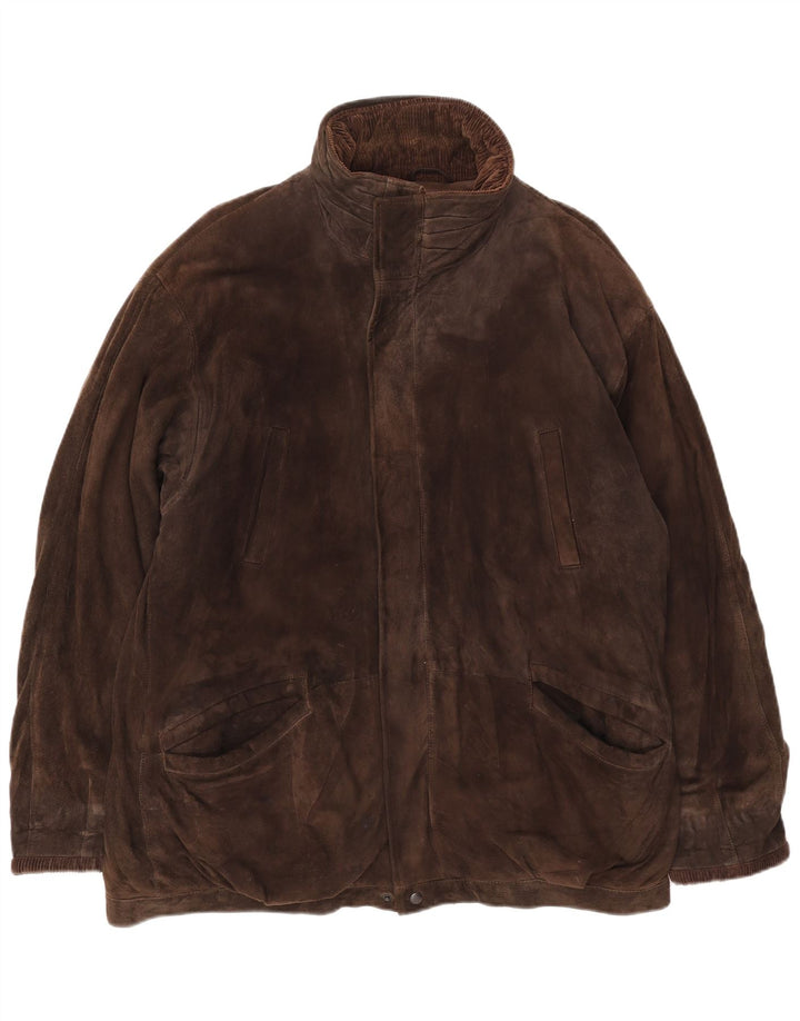 VINTAGE Mens Suede Jacket UK 42 XL Brown Leather