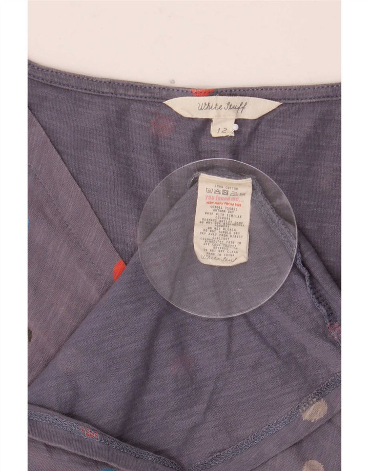 White Stuff Womens T-Shirt Top UK 12 Medium Grey Polka Dot Cotton