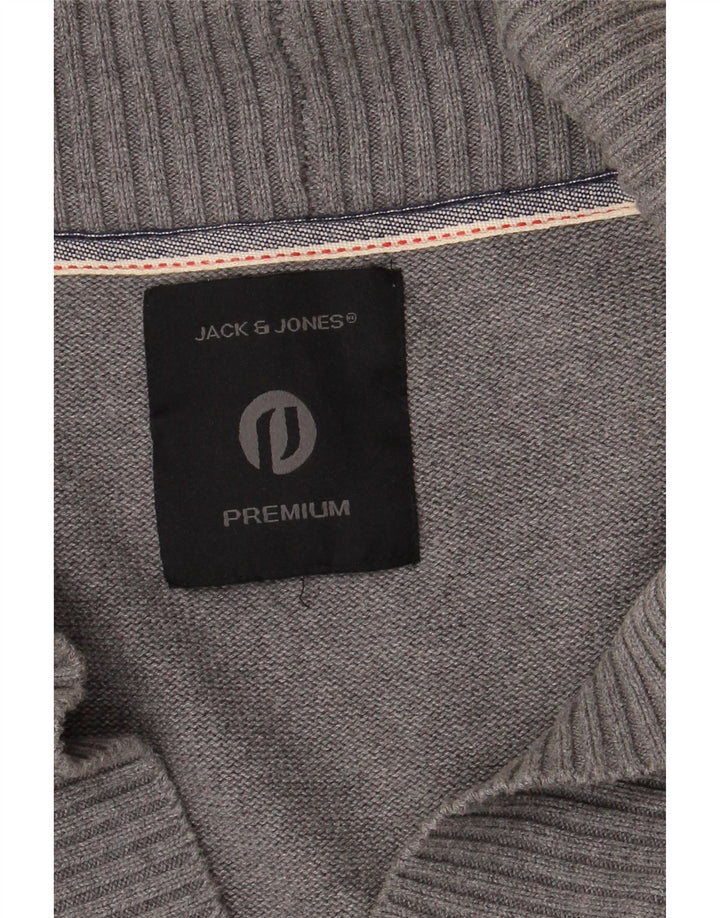 JACK & JONES Mens Cardigan Sweater Small Grey