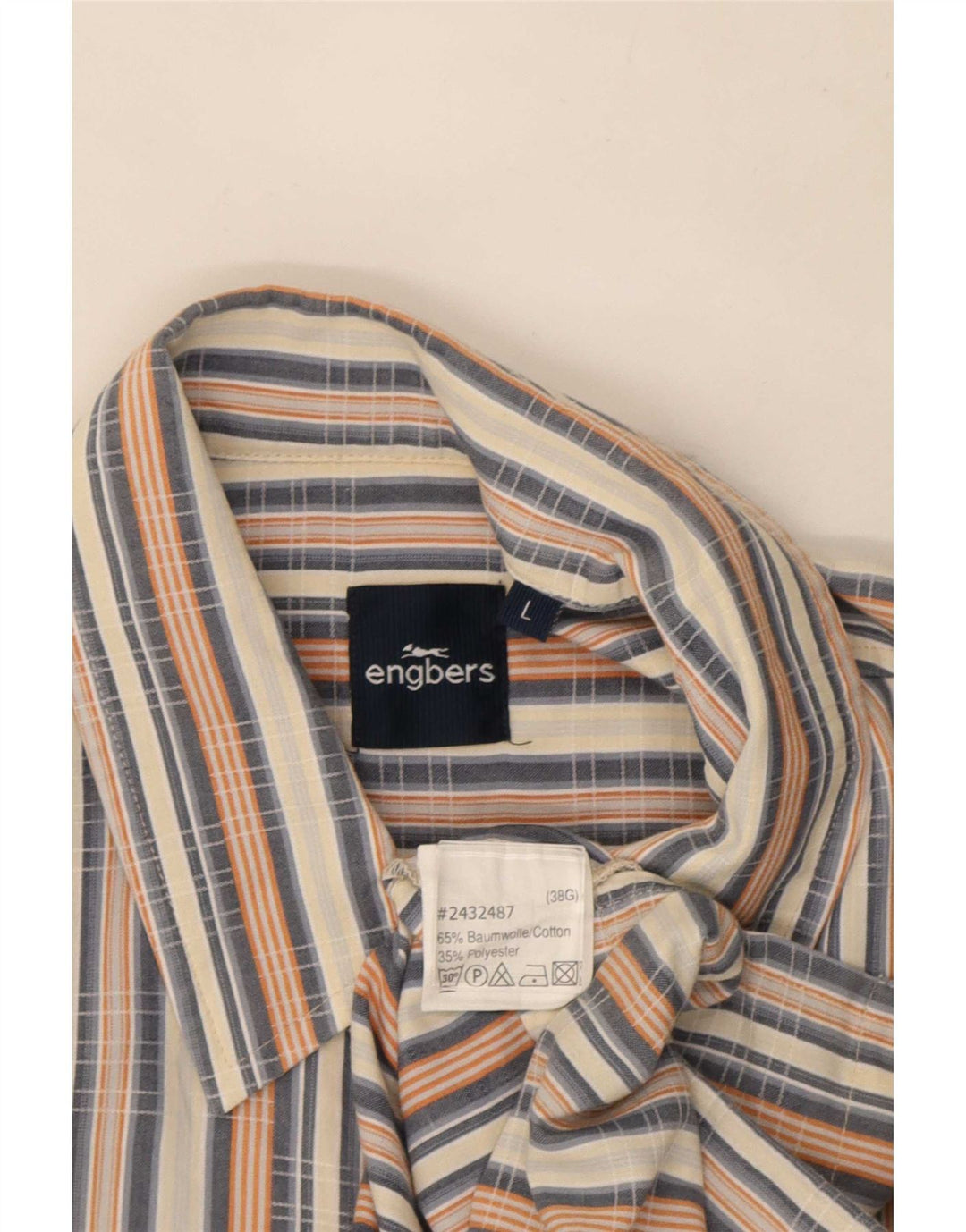 Engbers Mens Short Sleeve Shirt Large Multicoloured Striped Cotton