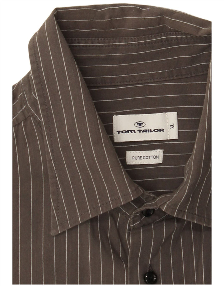 TOM TAILOR Mens Shirt XL Grey Pinstripe Cotton