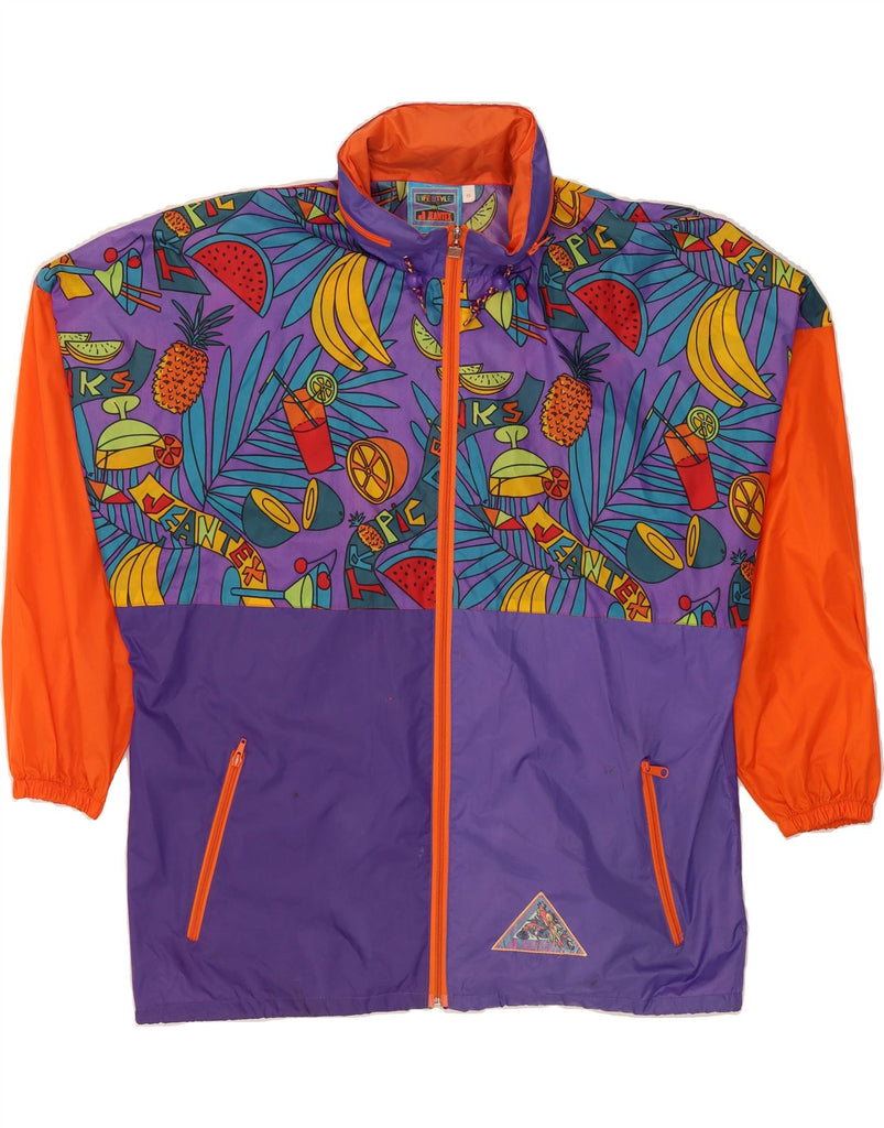 J JEANTEX Mens Vintage Abstract Pattern Tracksuit Top Jacket Medium Purple Vintage J Jeantex and Second-Hand J Jeantex from Messina Hembry 