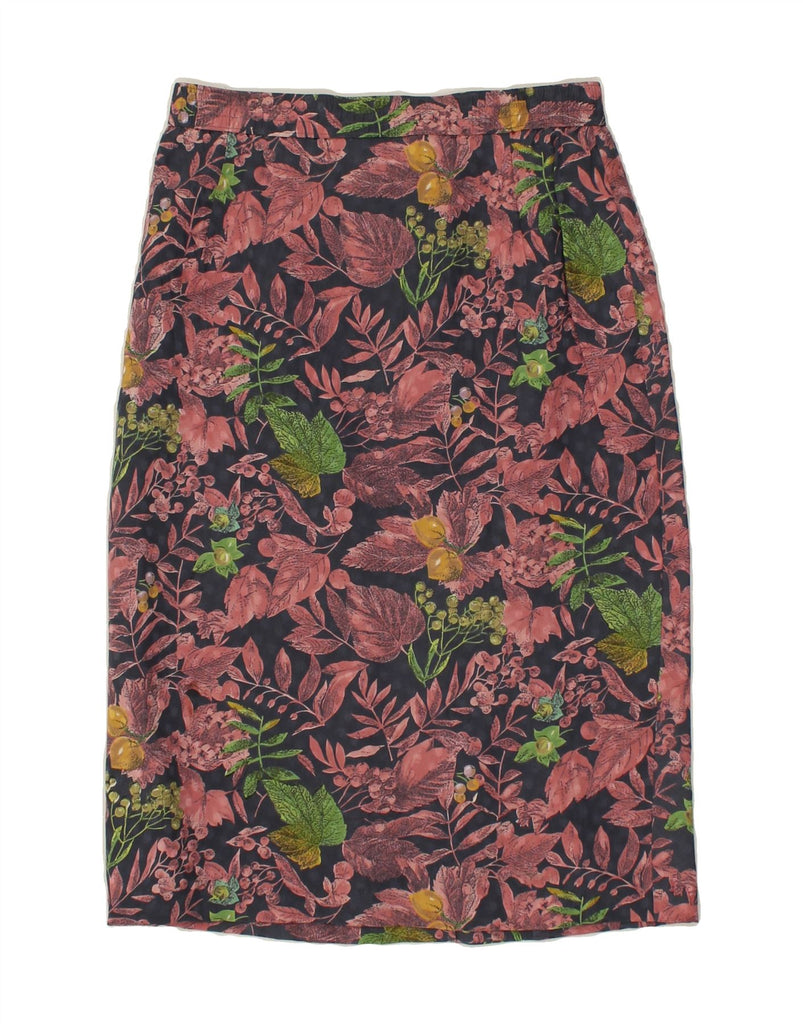 VINTAGE Womens Midi Skirt W28 Medium  Multicoloured Floral Polyester | Vintage Vintage | Thrift | Second-Hand Vintage | Used Clothing | Messina Hembry 