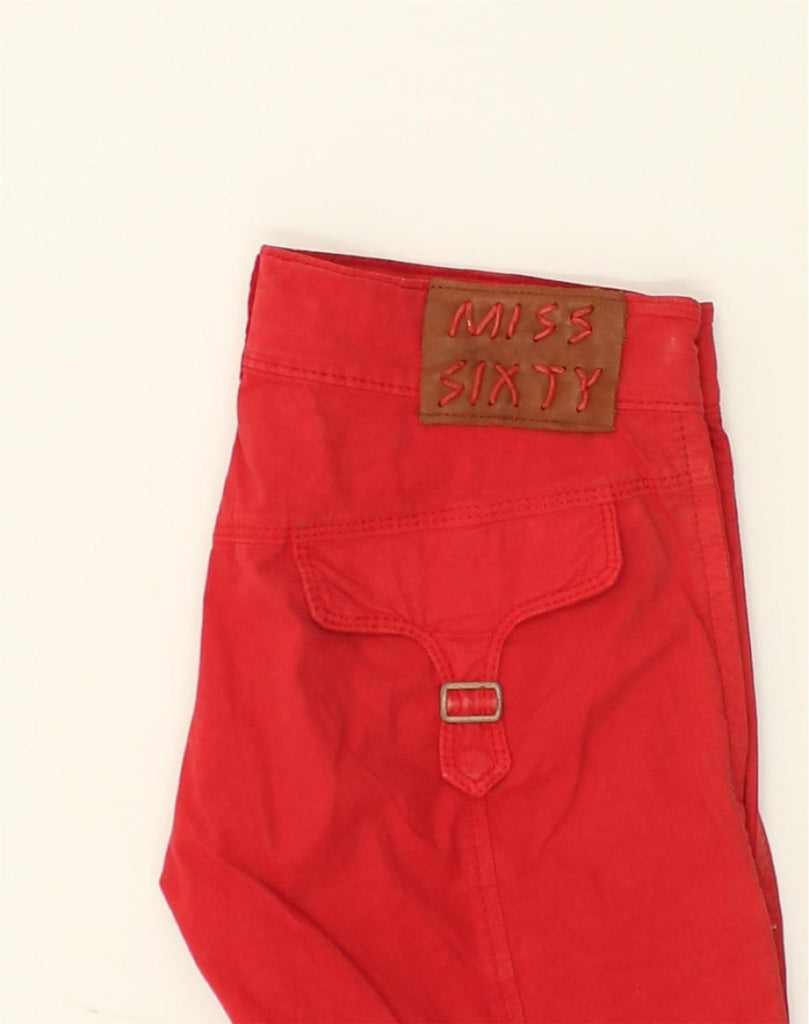 MISS SIXTY Womens Crop Casual Trousers W28 L23  Red Cotton | Vintage Miss Sixty | Thrift | Second-Hand Miss Sixty | Used Clothing | Messina Hembry 