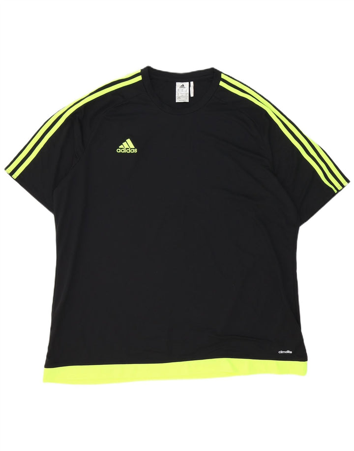 Adidas Mens Climalite T-Shirt Top 2XL Black Colourblock Polyester