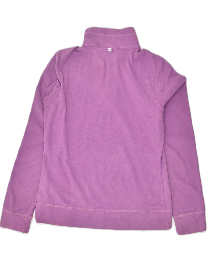 CHAMPION Womens Zip Neck Fleece Jumper UK 14 Medium Purple Polyester | Vintage Champion | Thrift | Second-Hand Champion | Used Clothing | Messina Hembry 