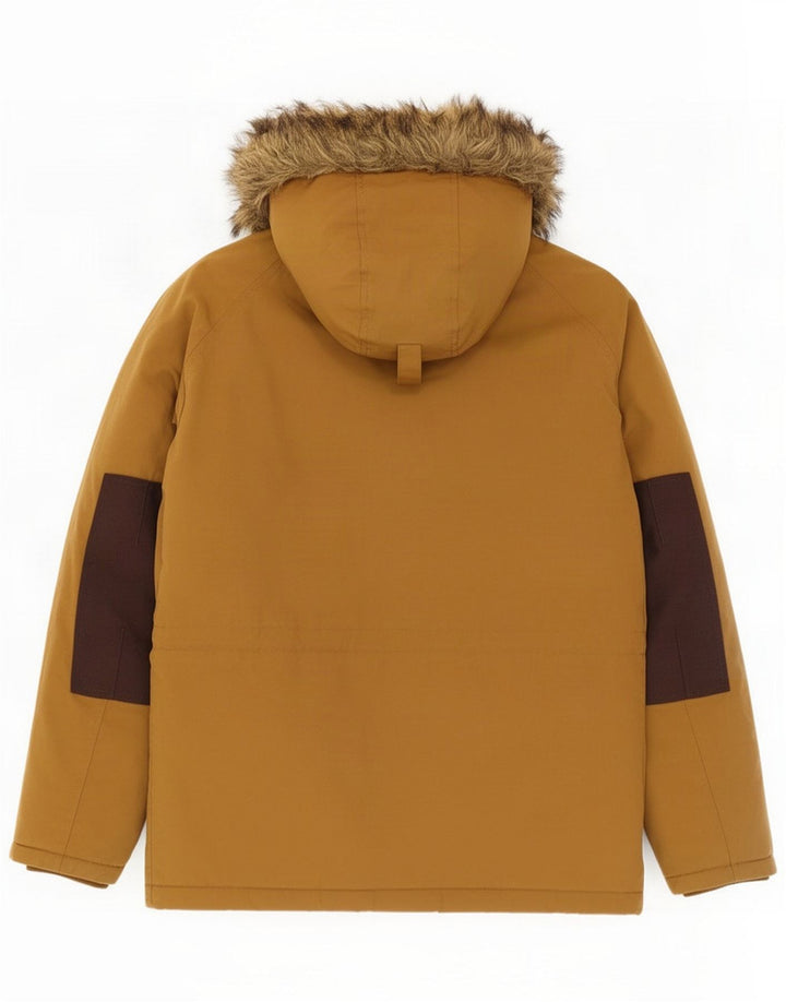 Carhartt Mens Hooded Parka Jacket UK 38 Medium Beige Colourblock Polyester