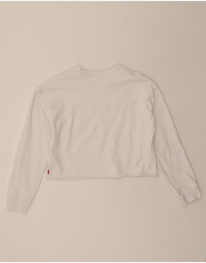 LEVI'S Womens Oversized Graphic Crop Sweatshirt Jumper UK 6 XS White Vintage Levi's and Second-Hand Levi's from Messina Hembry 