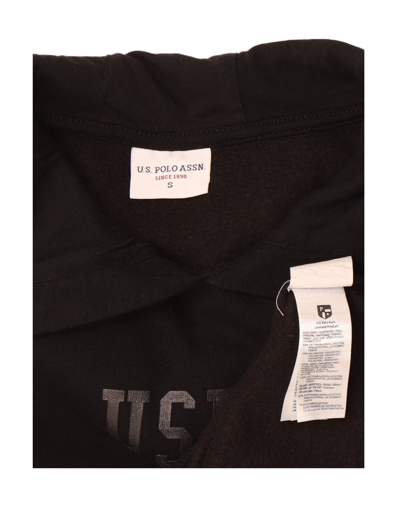 U.S. POLO ASSN. Womens Graphic Hoodie Jumper UK 10 Small Black Cotton Vintage U.S. Polo Assn. and Second-Hand U.S. Polo Assn. from Messina Hembry 
