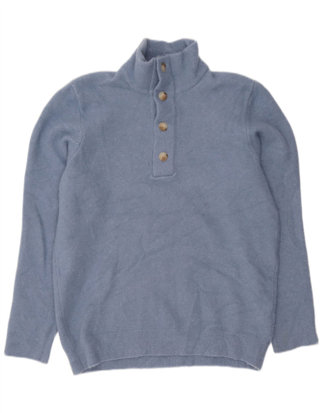 Zara Mens Button Neck Jumper Sweater Medium Blue