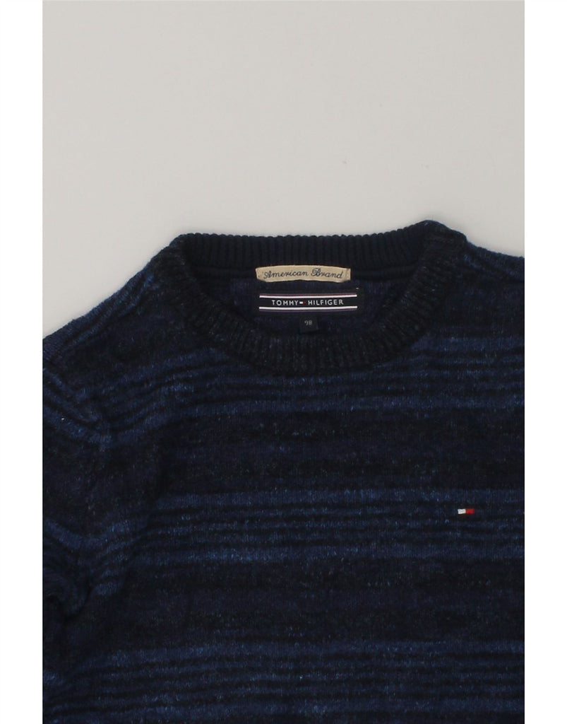 TOMMY HILFIGER Boys Crew Neck Jumper Sweater 2-3 Years Navy Blue Striped | Vintage Tommy Hilfiger | Thrift | Second-Hand Tommy Hilfiger | Used Clothing | Messina Hembry 