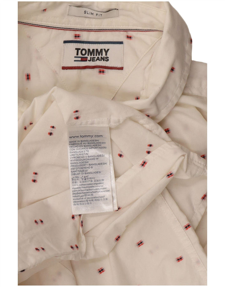 Tommy Hilfiger Mens Short Sleeve Slim Fit Shirt Medium White Cotton