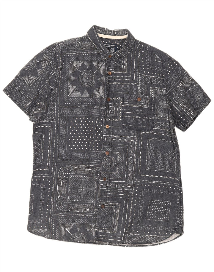 John Lewis Mens Short Sleeve Shirt Medium Grey Geometric Cotton