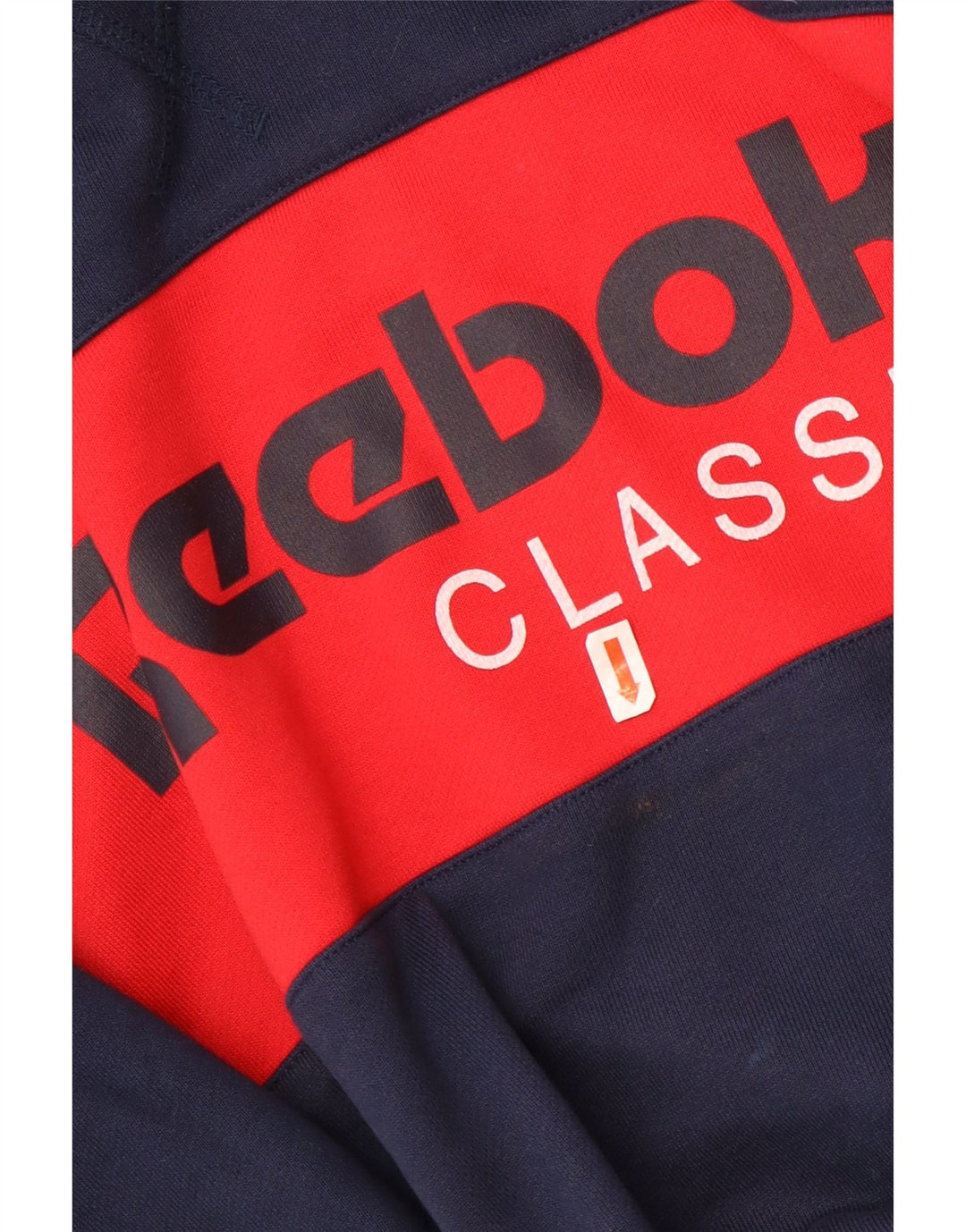 Reebok Mens Graphic Sweatshirt Jumper Large Navy Blue Colourblock Cotton