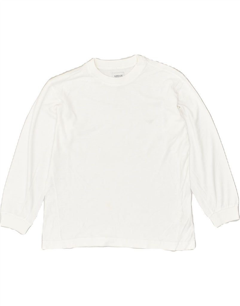 ARMANI Boys Top Long Sleeve 13-14 Years White Cotton | Vintage Armani | Thrift | Second-Hand Armani | Used Clothing | Messina Hembry 