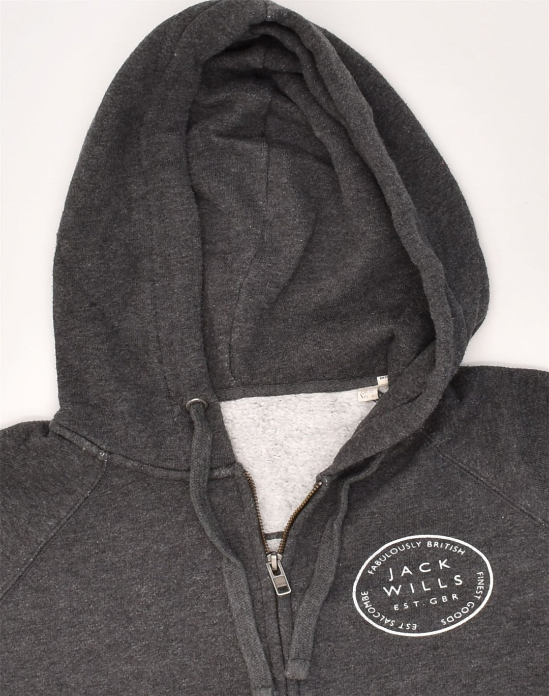 JACK WILLS Womens Zip Hoodie Sweater UK 10 Small Grey Polyester | Vintage Jack Wills | Thrift | Second-Hand Jack Wills | Used Clothing | Messina Hembry 
