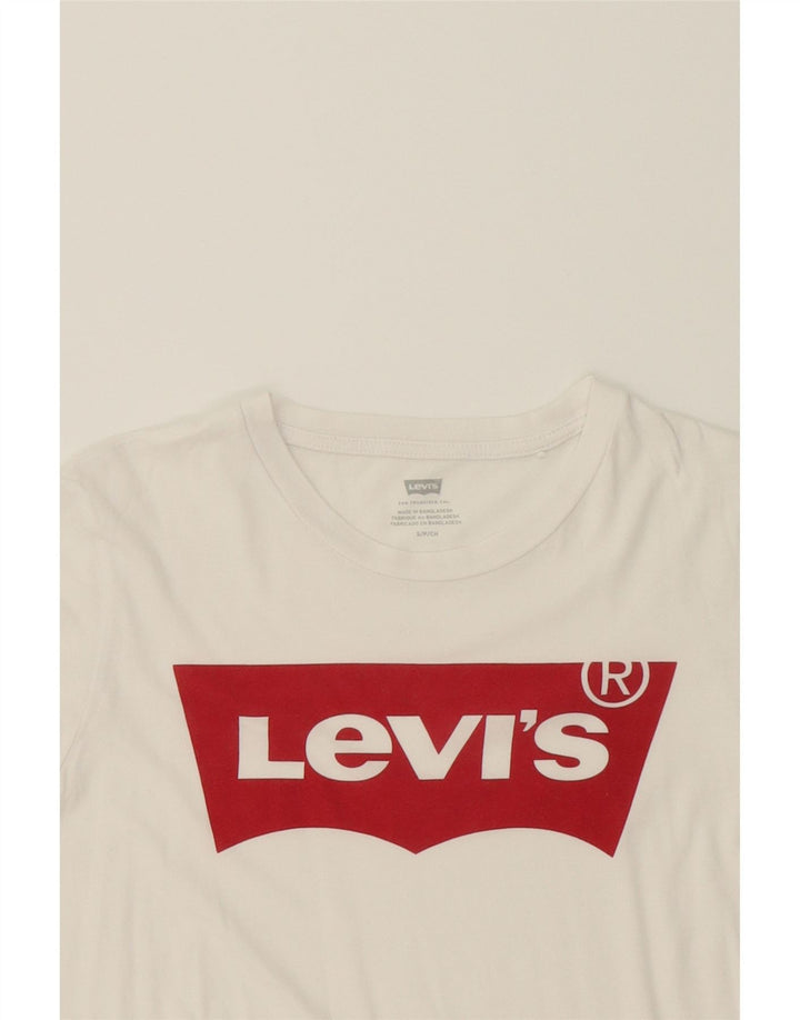 LEVI'S Womens Graphic T-Shirt Top UK 10 Small White Cotton Vintage Levi's and Second-Hand Levi's from Messina Hembry 