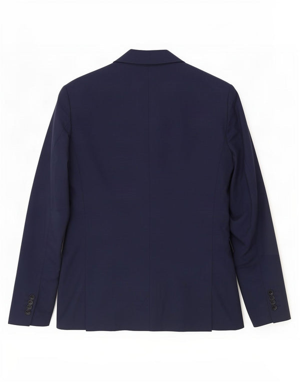 Zara Mens 2 Button Blazer Jacket EU 46 Small Navy Blue Polyester