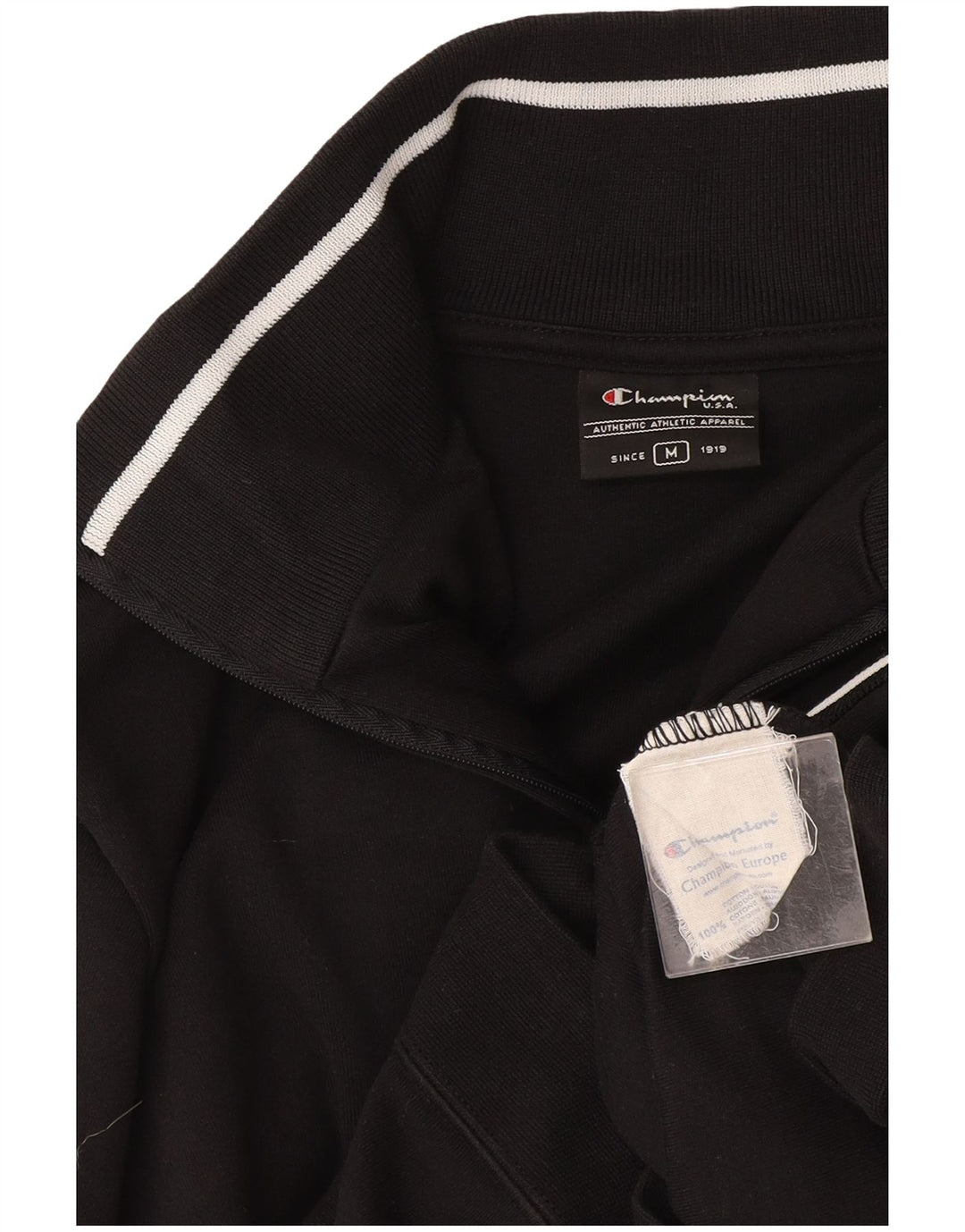 Champion Womens Tracksuit Top Jacket UK 14 Medium Black Cotton