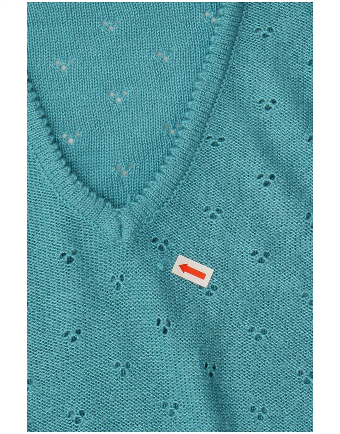VINTAGE Womens Short Sleeve V-Neck Jumper Sweater UK 12 Medium Blue