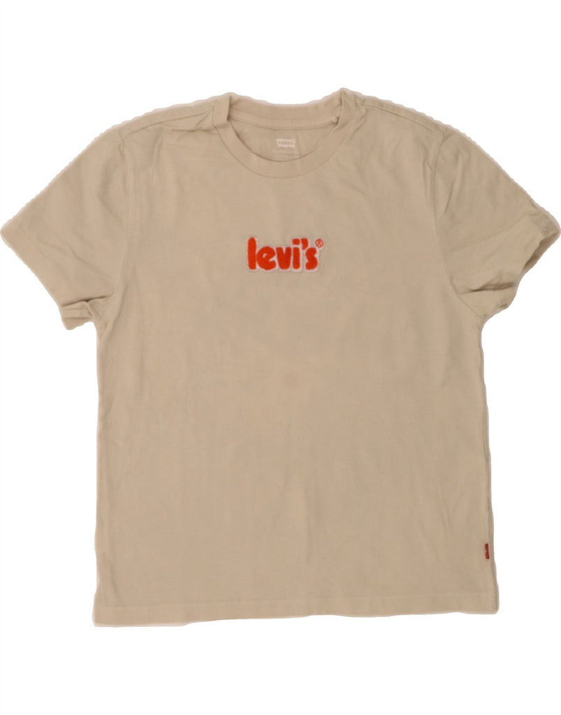 LEVI'S Womens Graphic T-Shirt Top UK 2 2XS Beige Cotton Vintage Levi's and Second-Hand Levi's from Messina Hembry 