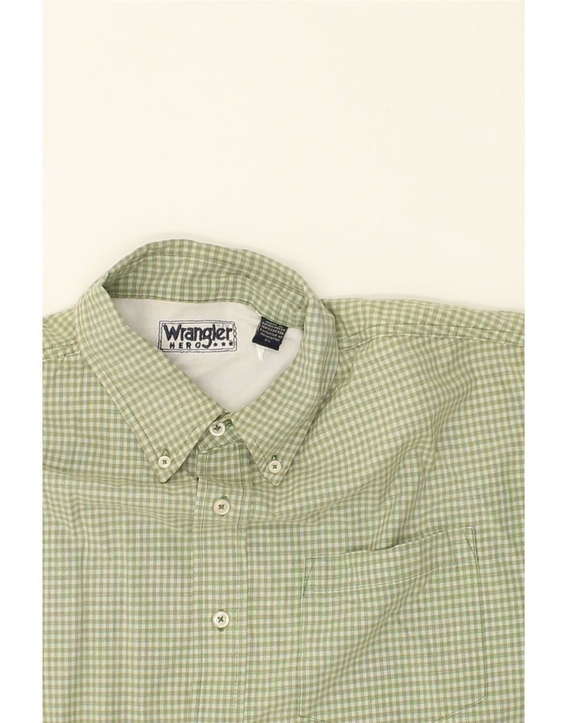 WRANGLER Mens Short Sleeve Shirt XL Green Gingham Cotton | Vintage Wrangler | Thrift | Second-Hand Wrangler | Used Clothing | Messina Hembry 