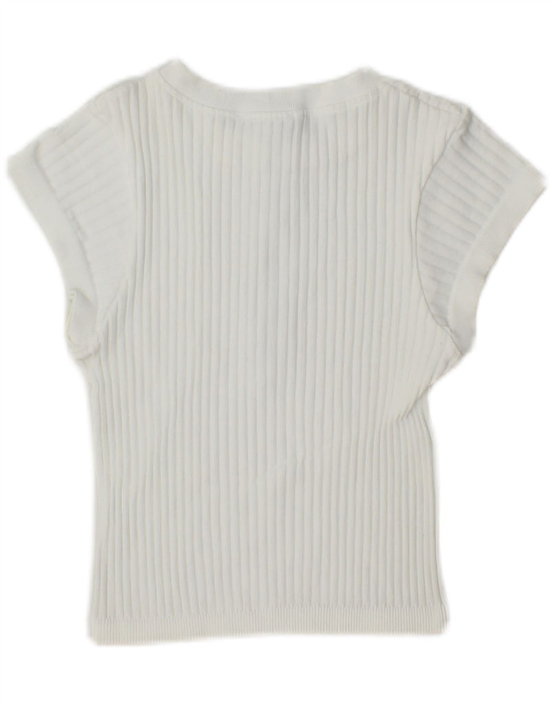 ZARA Womens Zip Neck Crop Vest Tank Top UK 12 Medium White Vintage Zara and Second-Hand Zara from Messina Hembry 