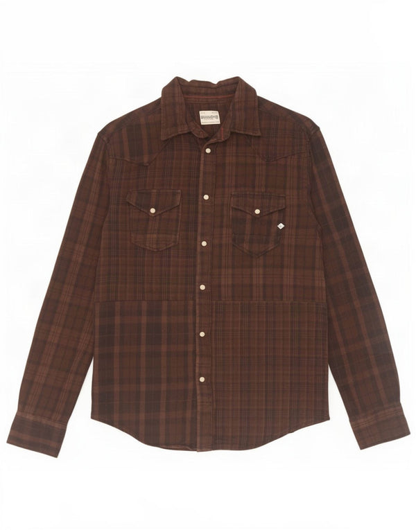 Jack & Jones Mens Flannel Shirt Medium Brown Check Cotton