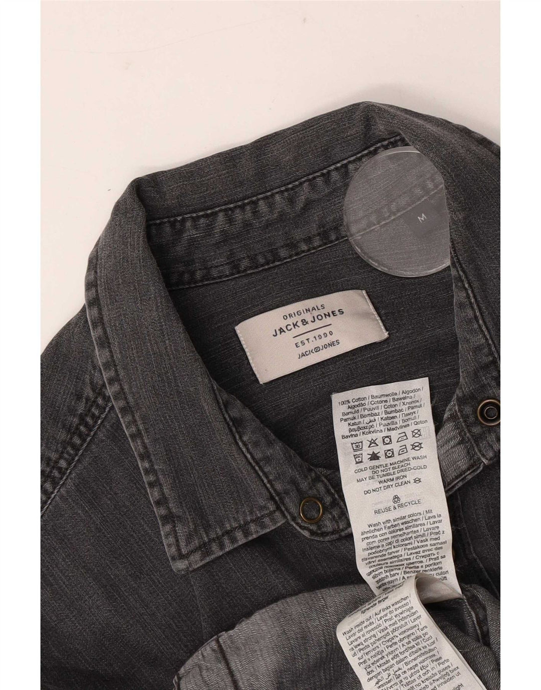 Jack & Jones Mens Denim Shirt Medium Grey Cotton