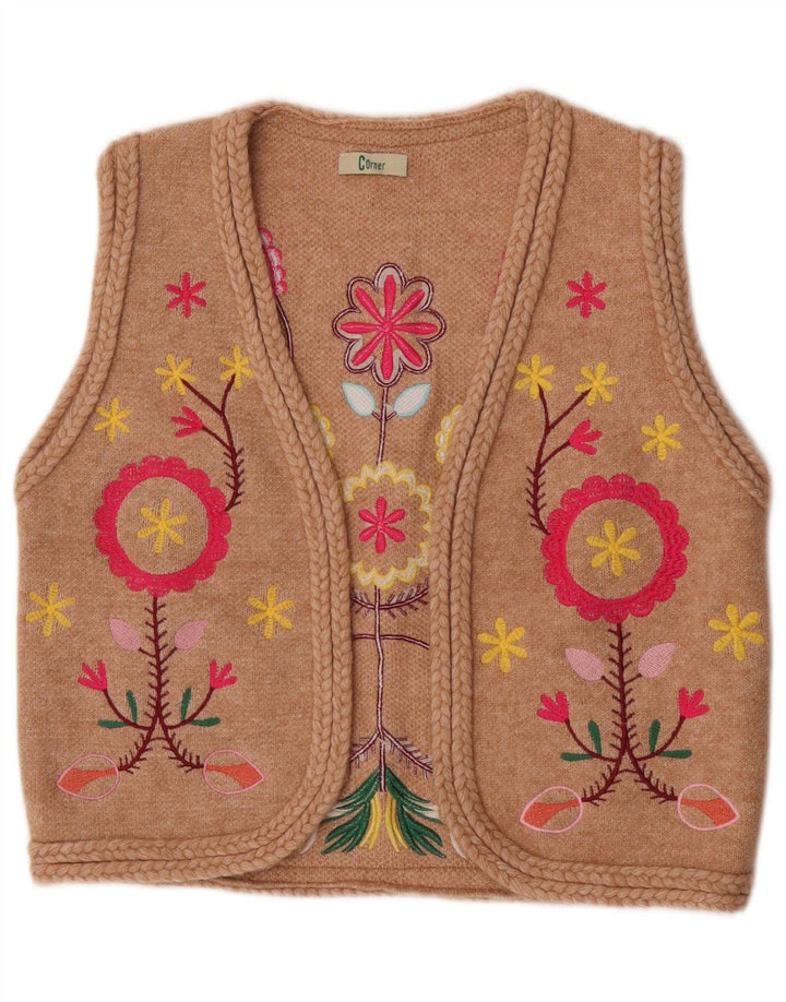 Corner Womens Graphic Open Cardigan Sweater UK 12 Medium Beige Floral