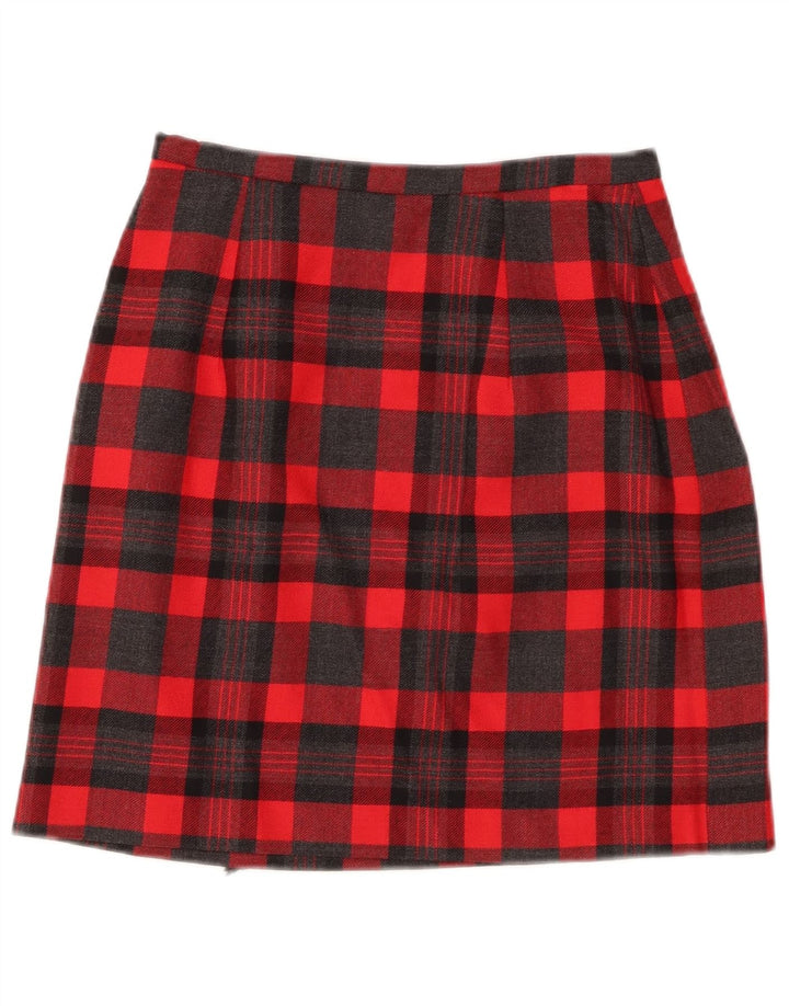 VINTAGE Womens Mini Skirt W22 2XS Red Plaid Wool