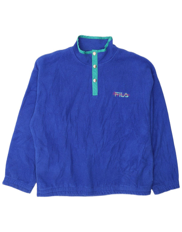 Fila Mens Button Neck Fleece Jumper IT 52 Large Blue Polyester