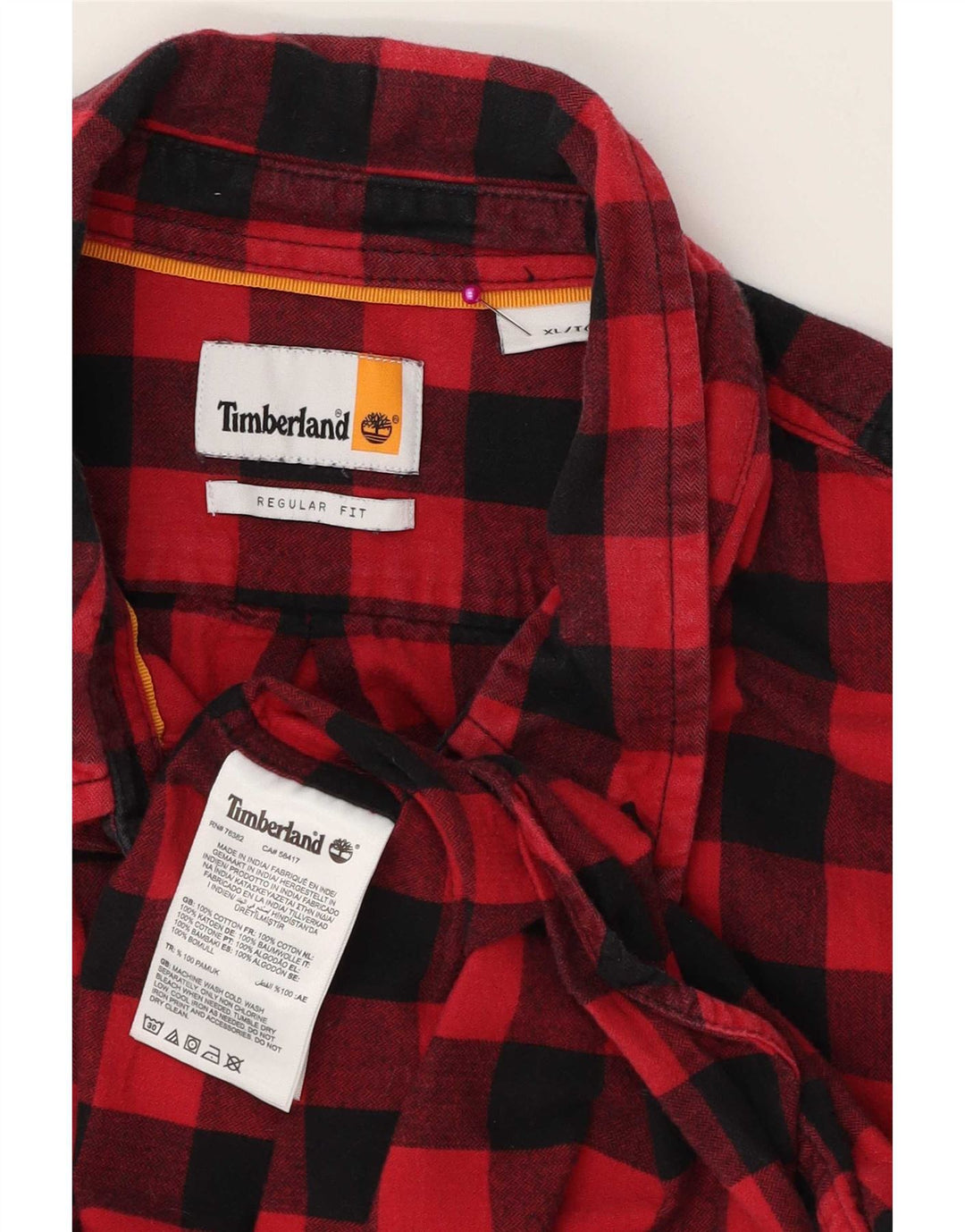 Timberland Mens Regular Fit Flannel Shirt XL Red Gingham Cotton