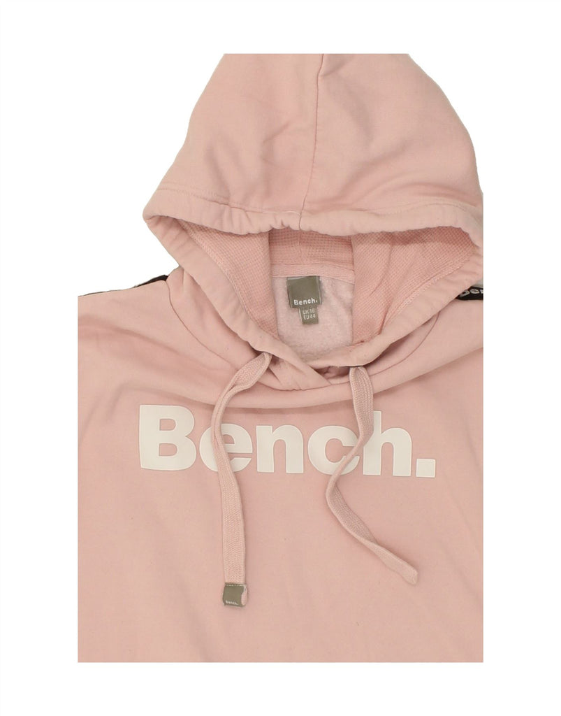 BENCH Womens Graphic Hoodie Jumper UK 6 Large Pink Cotton | Vintage Bench | Thrift | Second-Hand Bench | Used Clothing | Messina Hembry 