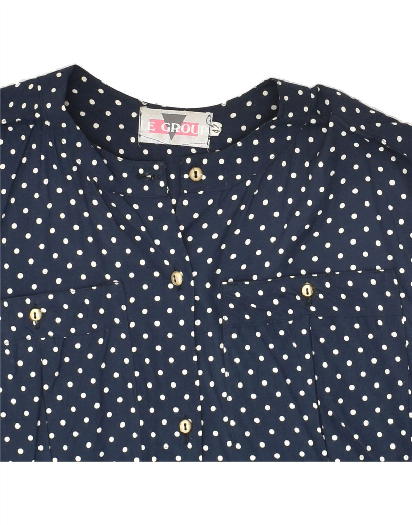 LE GROUP Womens Shirt Blouse IT 42 Medium Navy Blue Polka Dot | Vintage Le Group | Thrift | Second-Hand Le Group | Used Clothing | Messina Hembry 