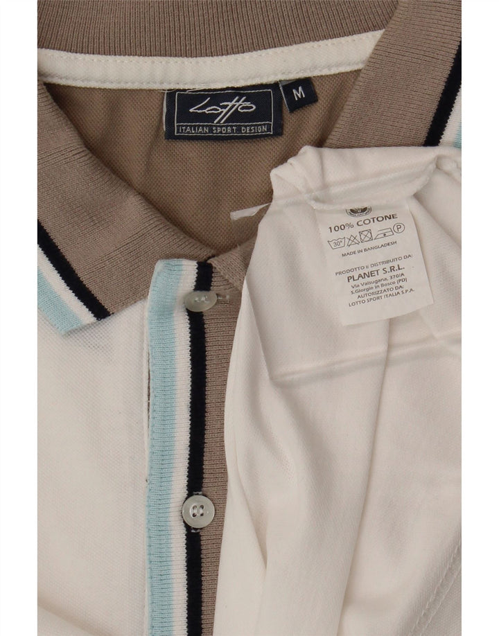 Lotto Mens Polo Shirt Medium White Cotton