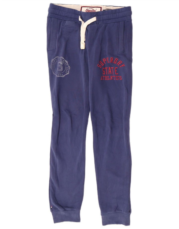 Superdry Mens Graphic Tracksuit Trousers Joggers Small  Blue Cotton