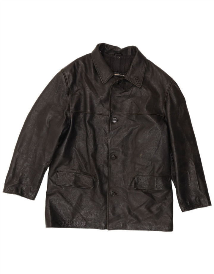 Vintage Mens Leather Jacket IT 50 Large Black Leather