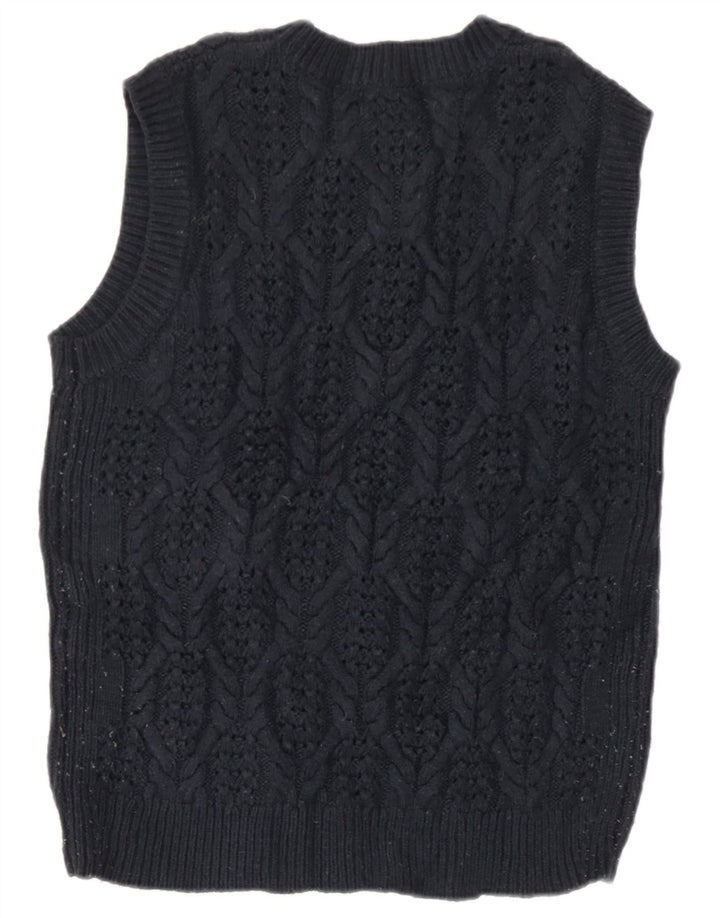 Marks & Spencer Womens Vest Tank Top UK 14 Medium Navy Blue Acrylic