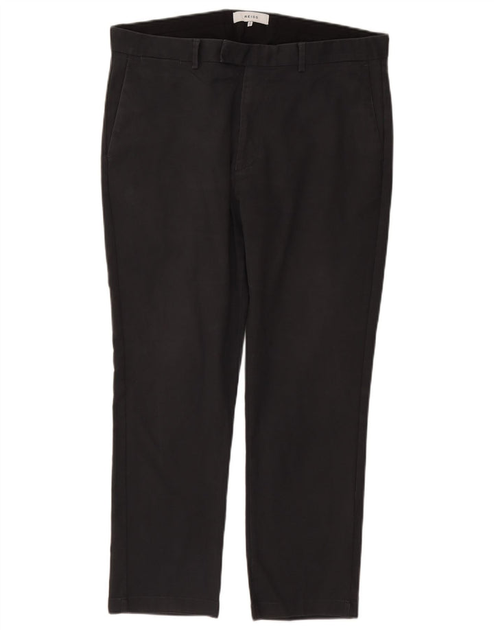 Reiss Mens Slim Suit Trousers W36 L27 Grey Cotton