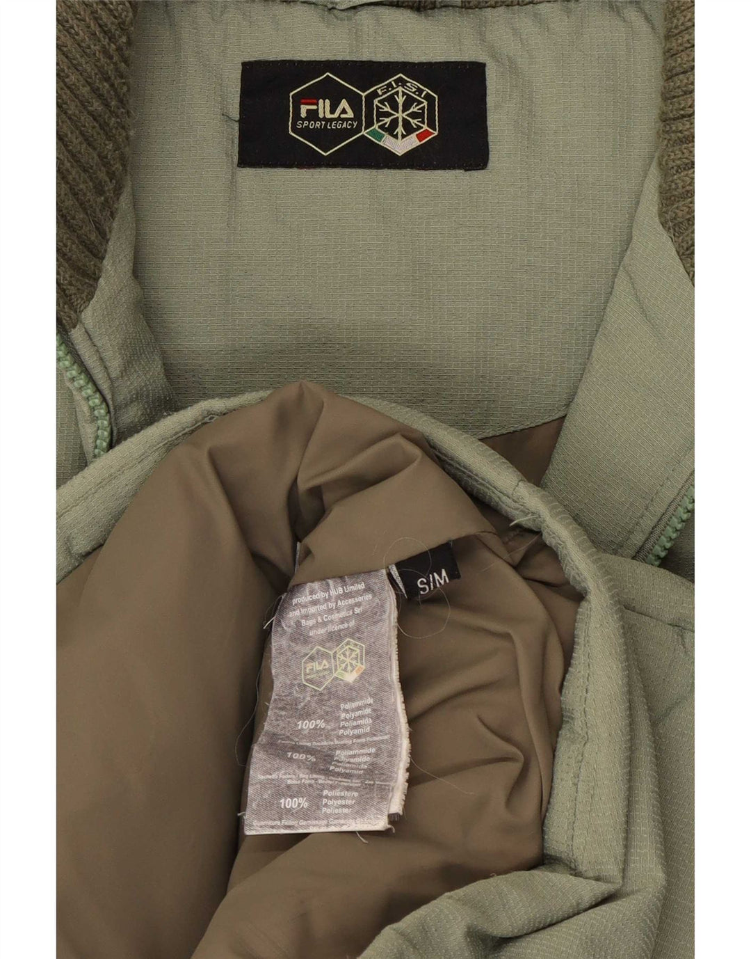 Fila Mens Padded Jacket UK 36 Small Khaki Polyamide