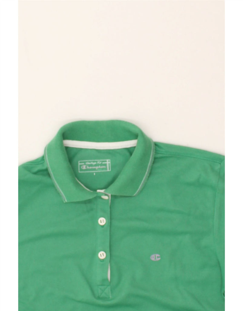 CHAMPION Womens Heritage Fit Polo Shirt UK 14 Large Green | Vintage Champion | Thrift | Second-Hand Champion | Used Clothing | Messina Hembry 