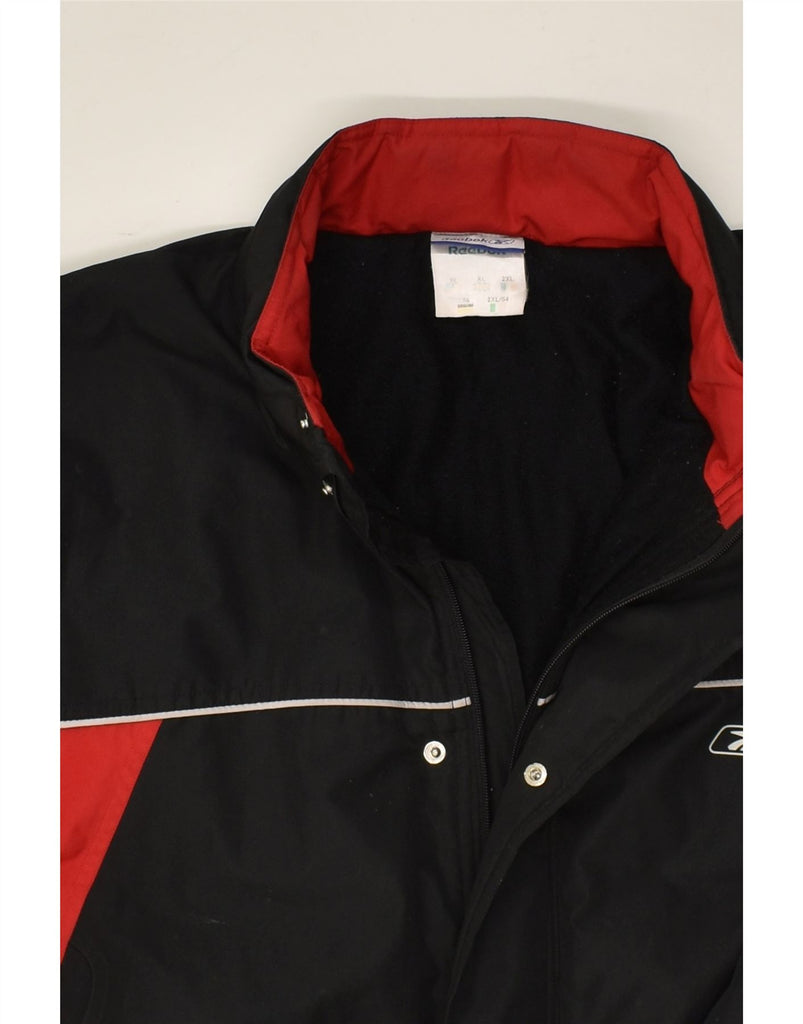 REEBOK Mens Windbreaker Jacket UK 42 XL Black Colourblock Polyester | Vintage Reebok | Thrift | Second-Hand Reebok | Used Clothing | Messina Hembry 